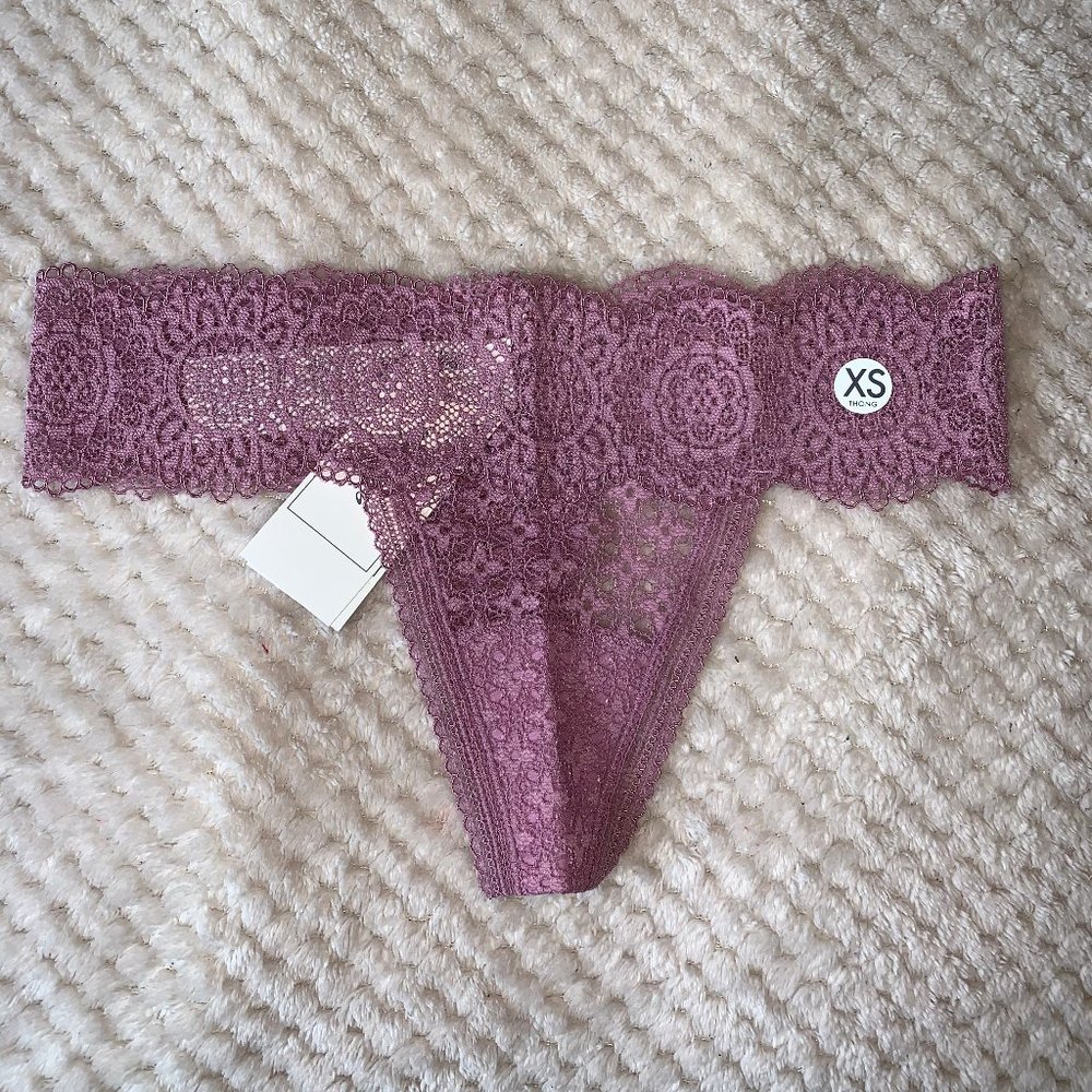 NWT Gilly Hicks Light Purple Lace Thong Underwear